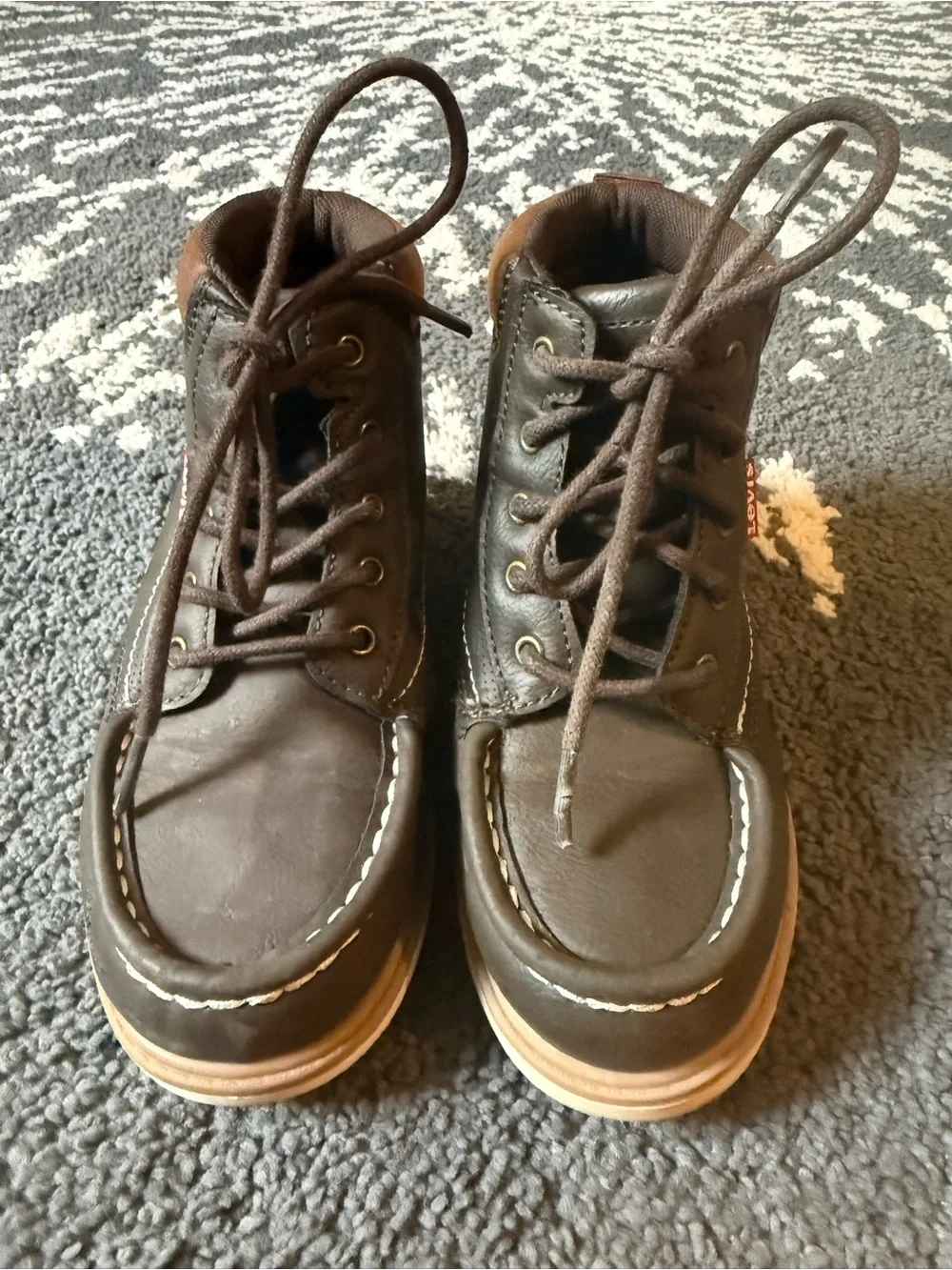 Levi's Kids Dark Brown High-Top Sneakers with Tan Collar